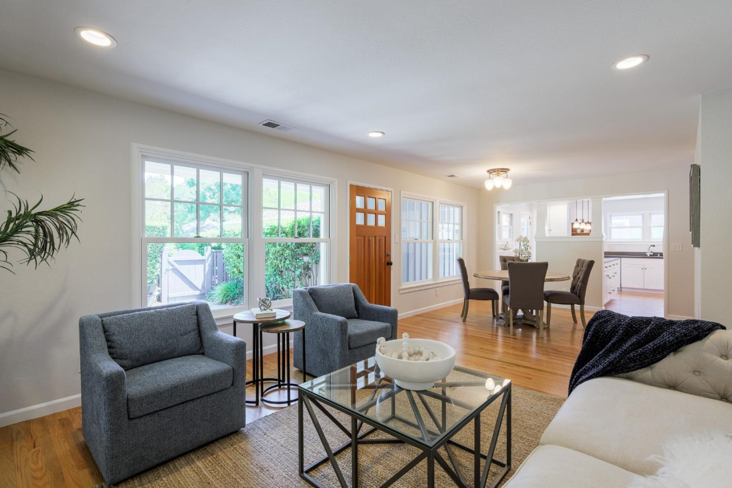 open plan living and dining room